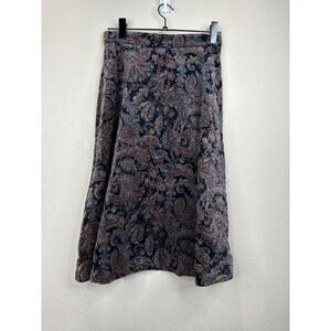 Vintage JCPenney Fashions Paisley Midi‎ Skirt Size 11 70s Textured Fall Boho